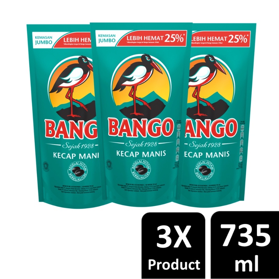 Jual [ Paket Isi 3 ] Bango Kecap Manis Refill 735ml / 1000gr | Shopee ...