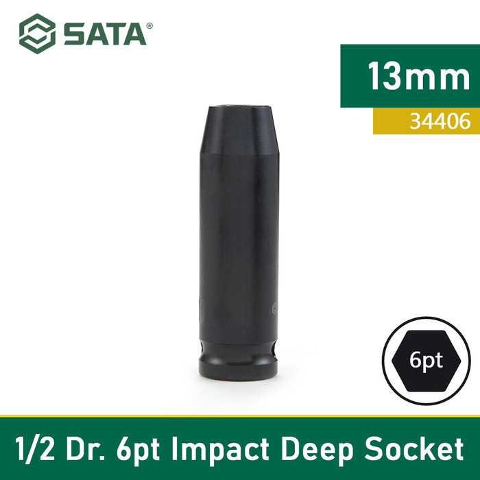 Jual SATA 34406 Kunci Shock 13 mm 1/2 Inch 6 PT Metric Deep Impact ...