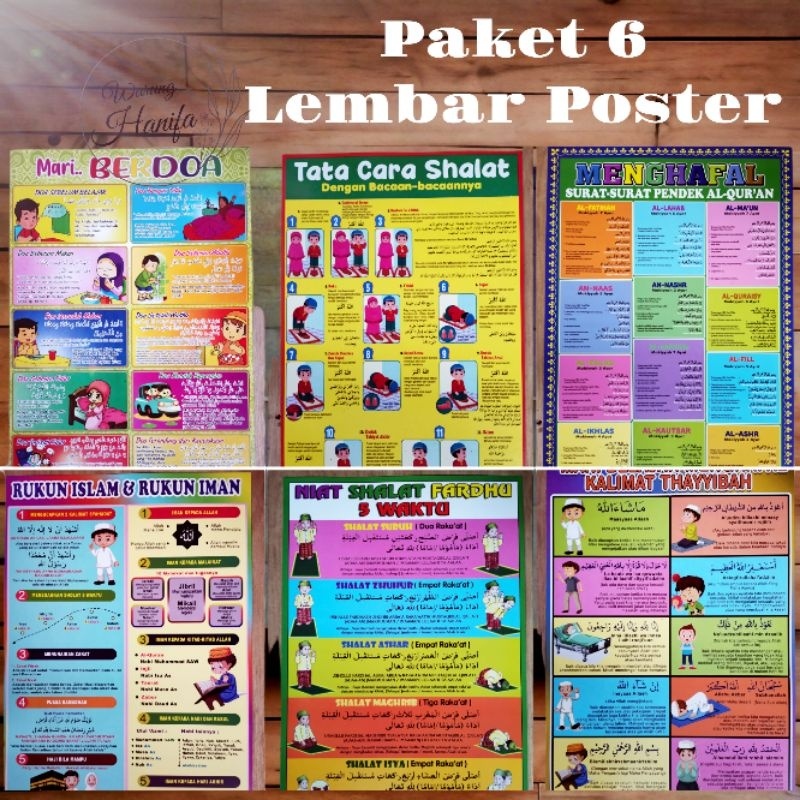Jual Paket 6 Poster Edukasi Islami / Belajar Sholat / Niat Sholat ...