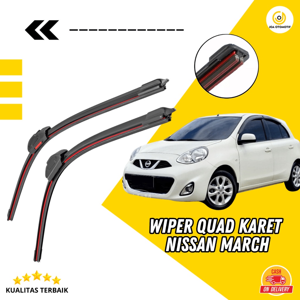 Jual Wiper Mobil Karet Nissan March Quad Blade Desain Frameless