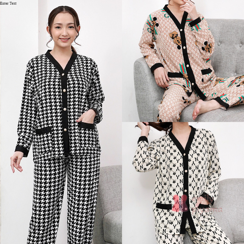 Jual EMILY PIYAMA Baju Tidur Set Piyama Model Kancing Depan Lengan ...