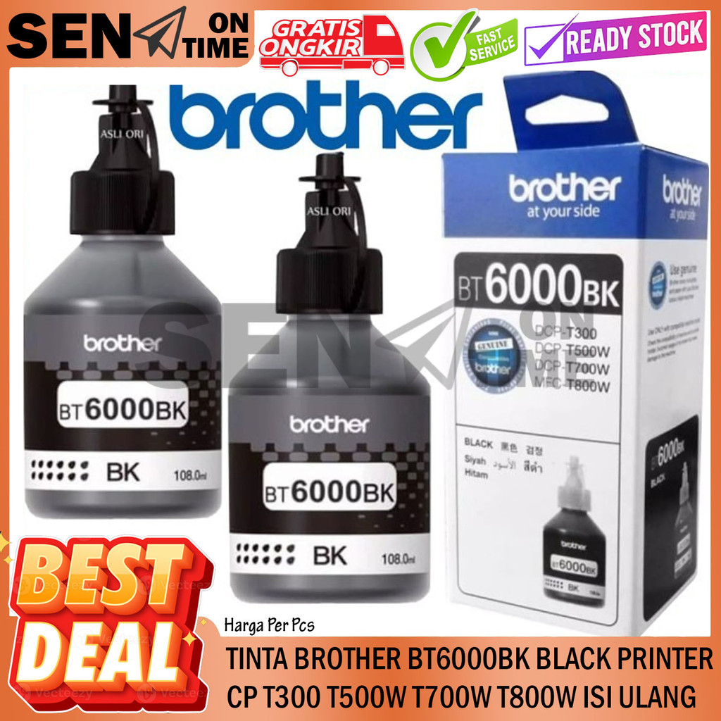 Jual Brother Tinta Ink Bt6000bk Black Refill Hitam For Printer Dcp T300 ...