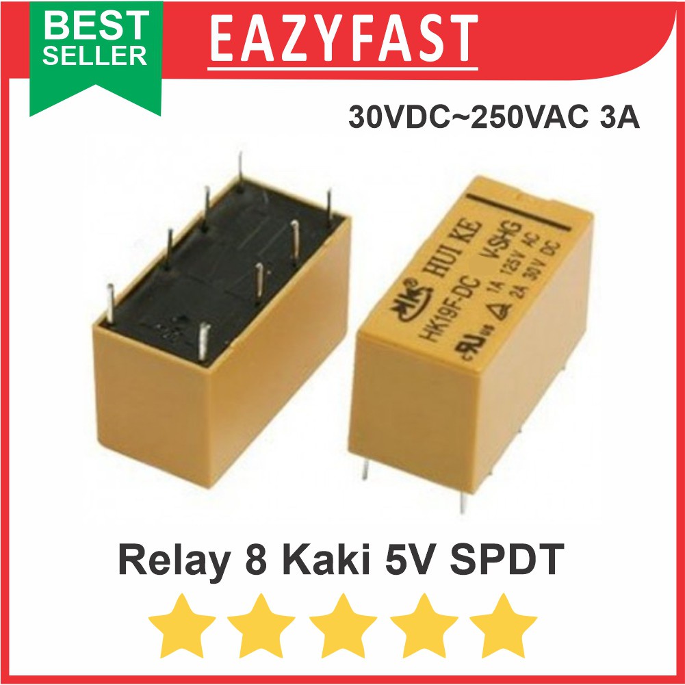 Jual Relay 8 Kaki Pin DC 5V 5 V Volt SPDT Mini 30V 3A 250VAC | Shopee ...
