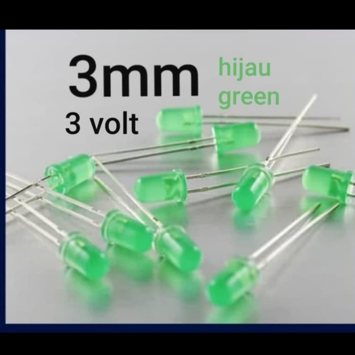 Jual 3mm hijau lampu led 3 mm hijau nyala hijau green diffused led ...
