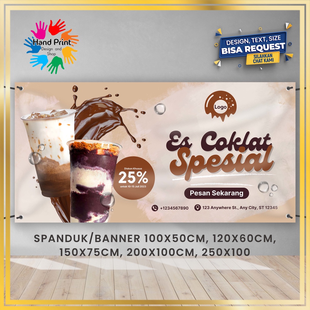 Jual Spanduk Banner Mmt Es Coklat Panjang Umur Nyoklat Bisa Request Desain Shopee Indonesia