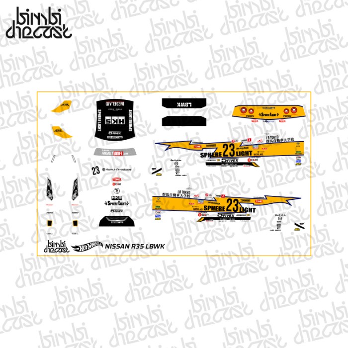 Jual Decal Stiker HW 1/64 Nissan R35 LBWK Formula Drift Transparan ...