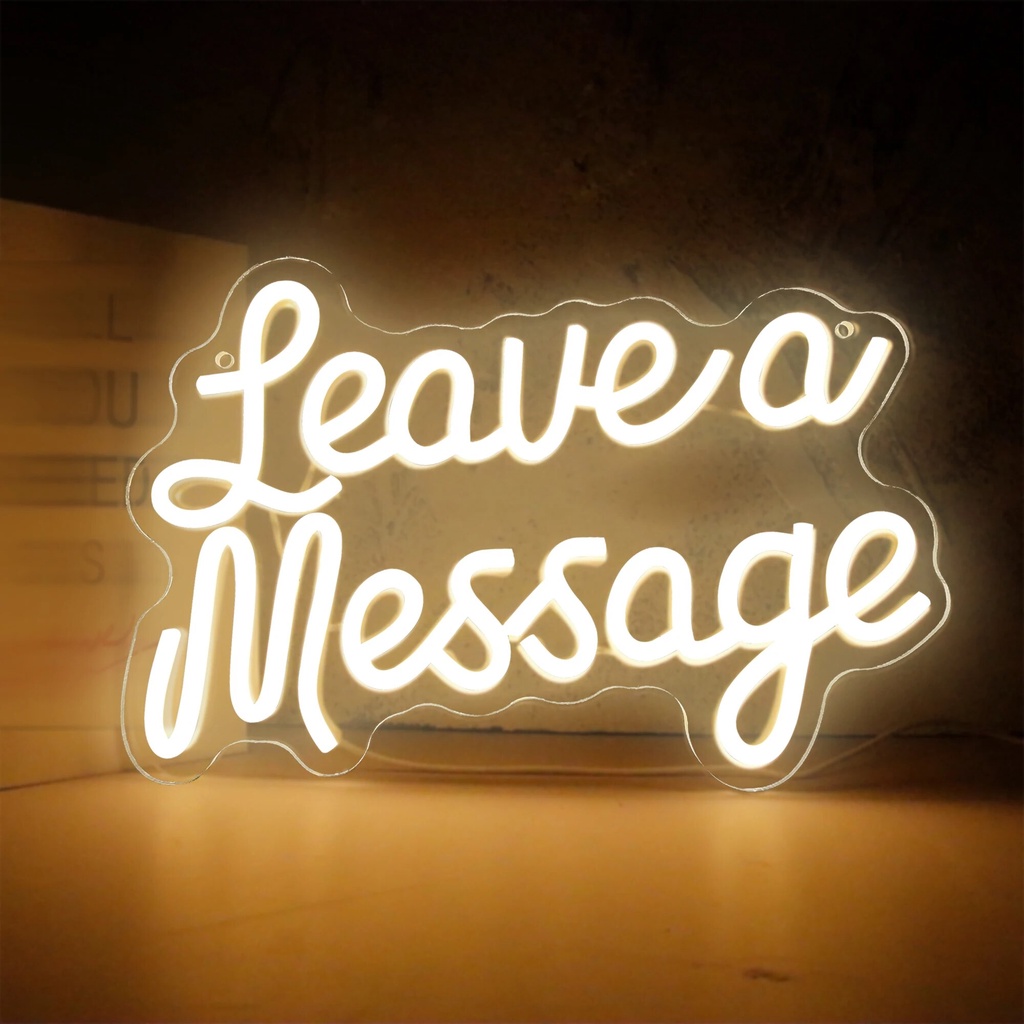 Jual Leave A Message LED Neon Sign Night Light Wall Salon Room Decor ...