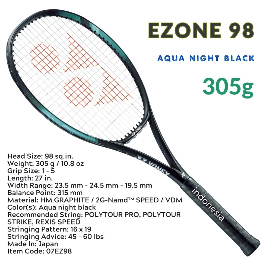 Jual Yonex EZONE 98 305g Aqua night black racket tennis GRIP Shopee Indonesia