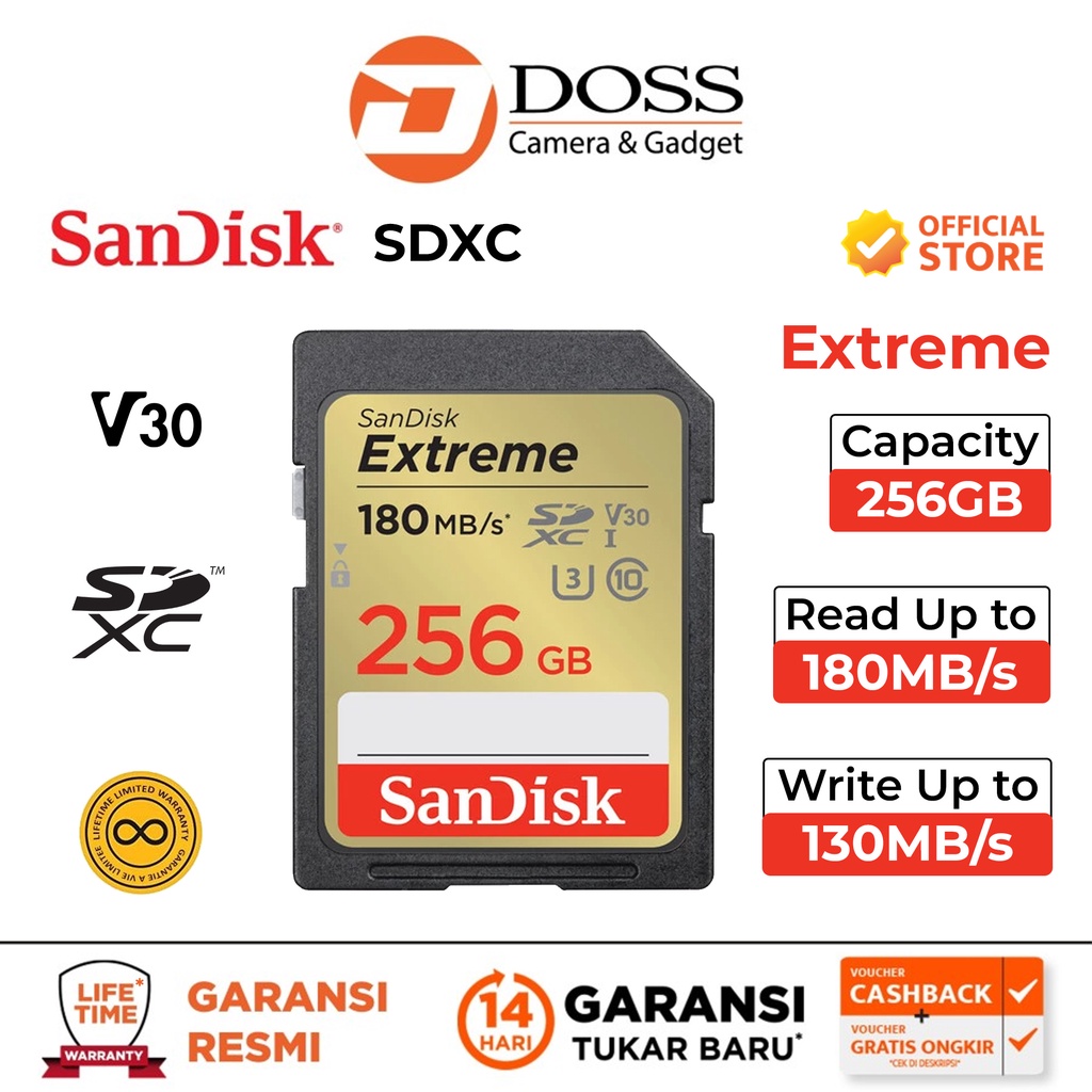 Jual SanDisk SDXC 256GB Extreme UHS-I 256 GB 180MB/s | Shopee Indonesia