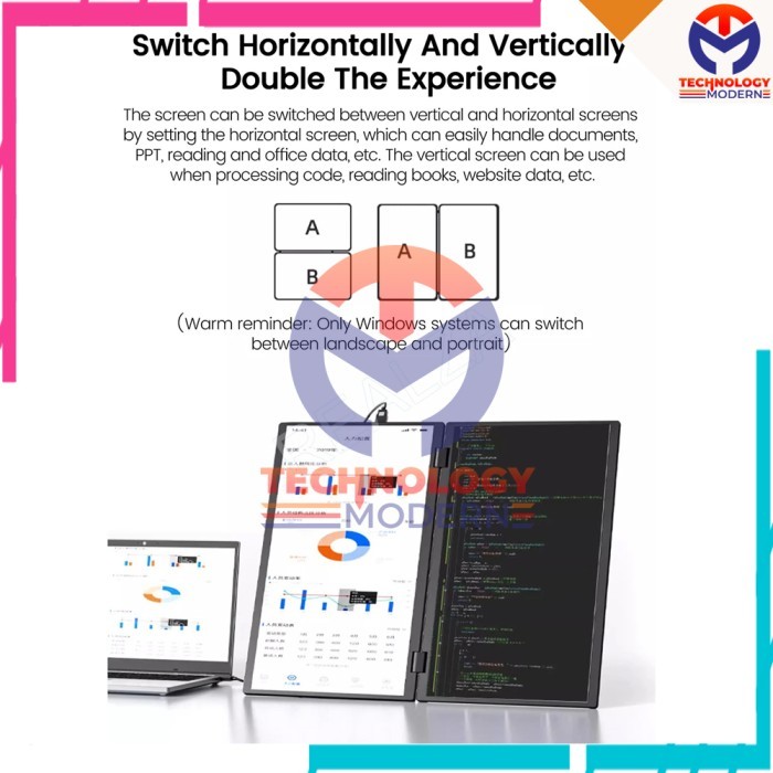 Jual Triple Monitor Portable 15.6 Inch Extend Display with 360º Flip ...