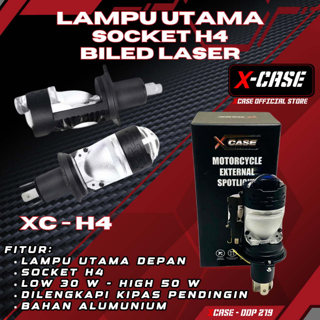Jual X-Case Biled Laser Socket H4 Premium Devil Eye 3 Warna Flat Cut ...
