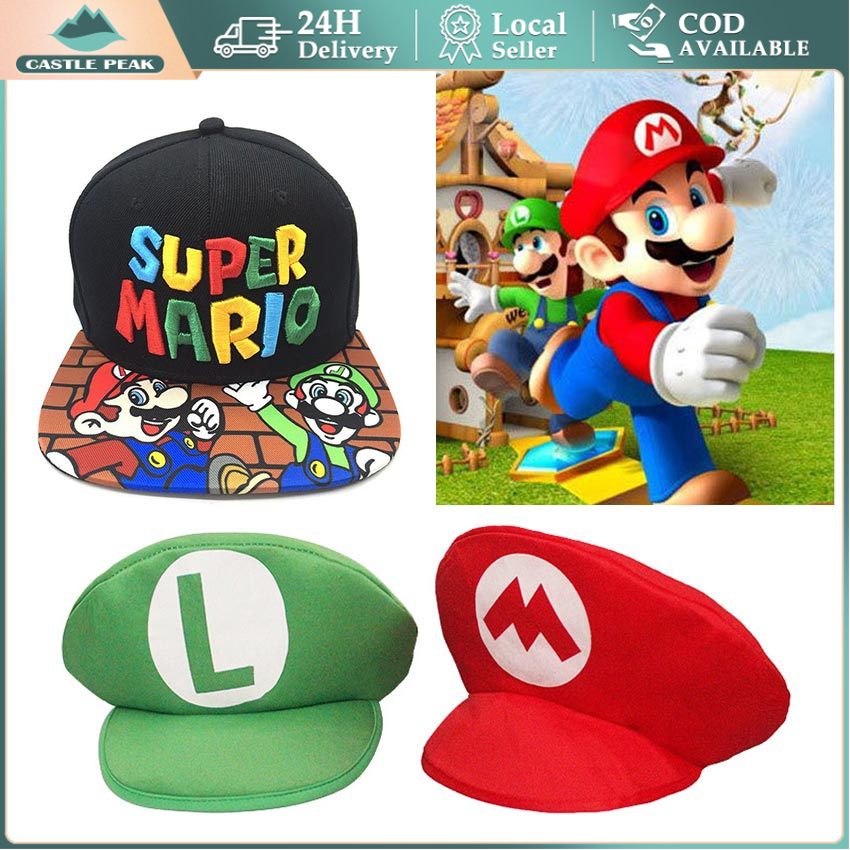 Jual Topi Mario Bros Super Luigi Bros M L Letter Printed Cosplay Kartun ...