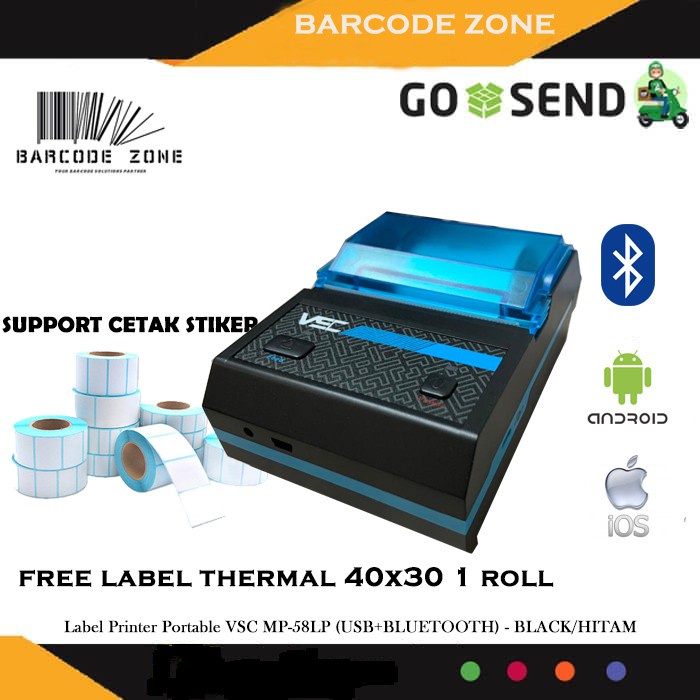 Jual PRINTER LABEL PORTABLE 58MM VSC MP-58LP (USB+BLUETOOTH) THERMAL ...