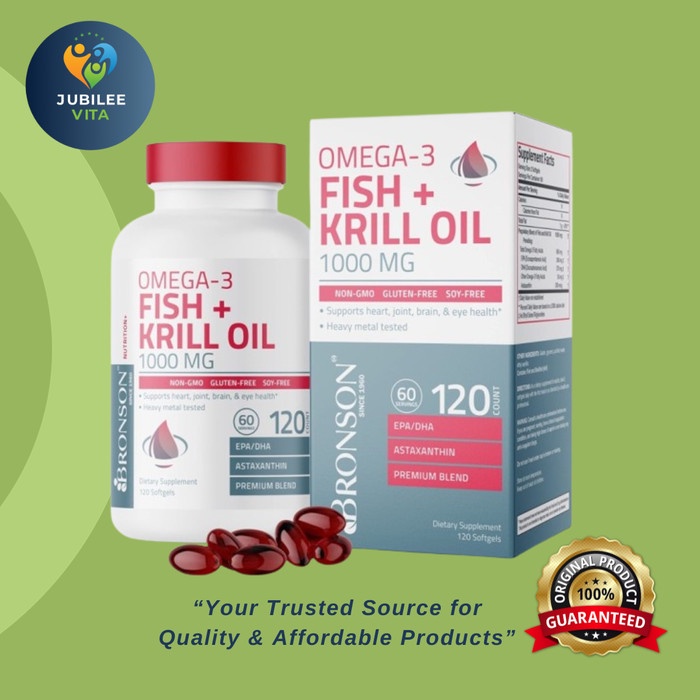 Jual BRONSON OMEGA 3 FISH KRILL OIL 1000 MG ASTAXANTHIN, 120 softgels