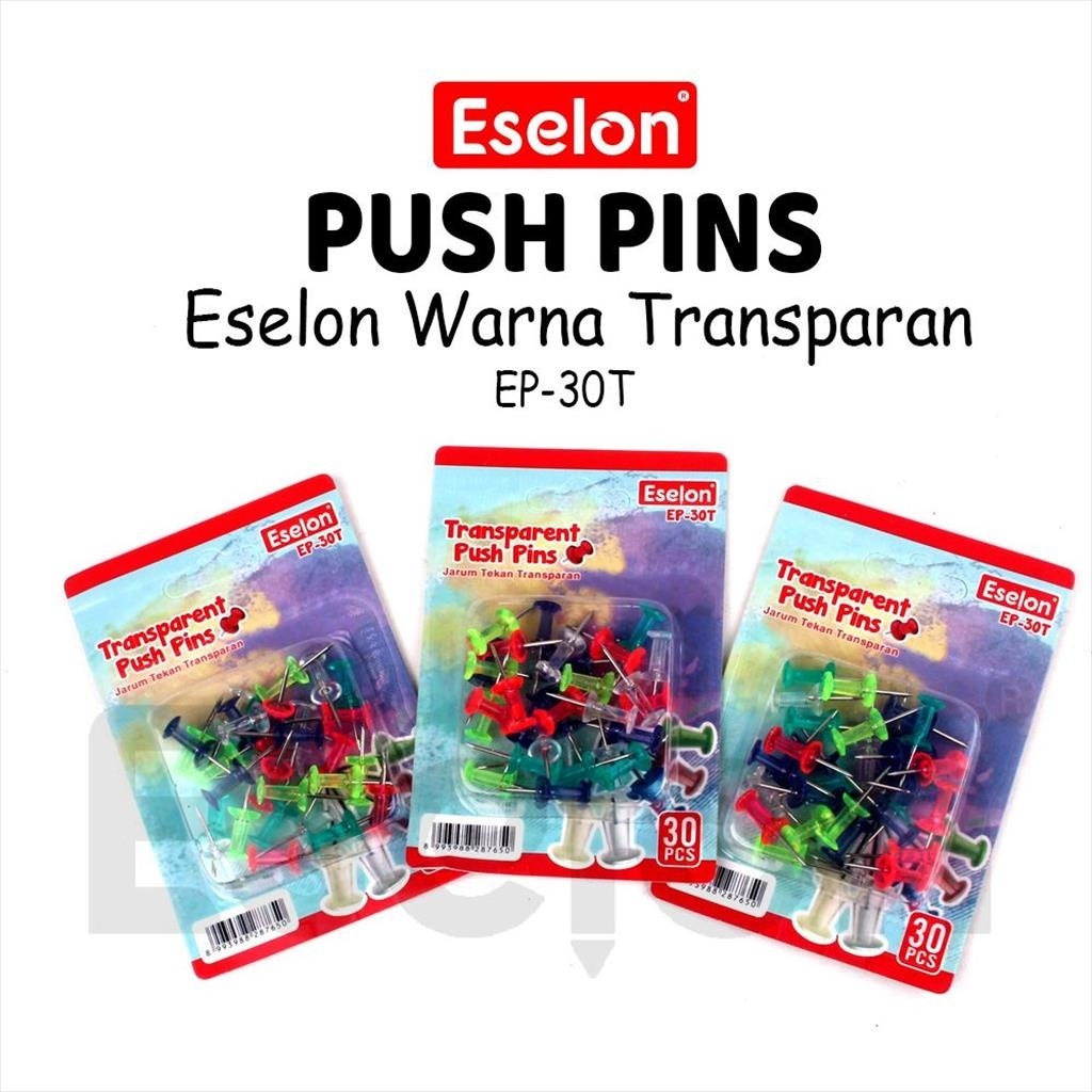 Jual [es Jkt] Push Pins Warna Transparant Ep 30t Paku Push Pin Eselon