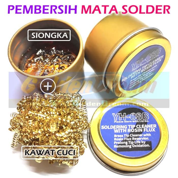 Jual Kaleng Pembersih Mata Solder Siongka + Kawat Cuci Tip Cleaner ...