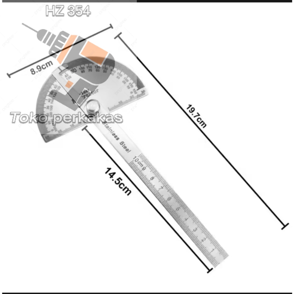 Jual Penggaris Busur Derajat / Sudut Besi / Stainless Steel Protractor ...