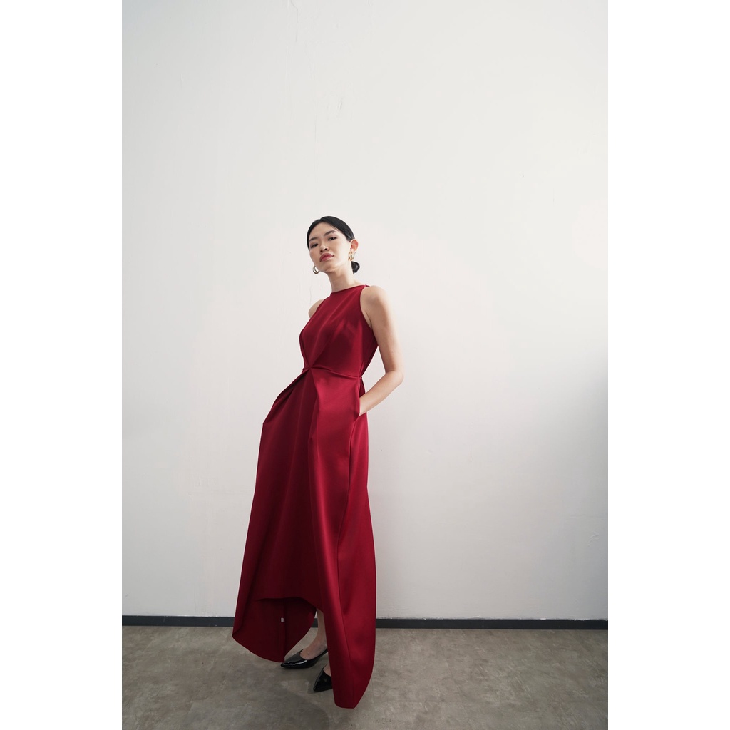 Jual PAFON Carol Dress - Maroon | Shopee Indonesia