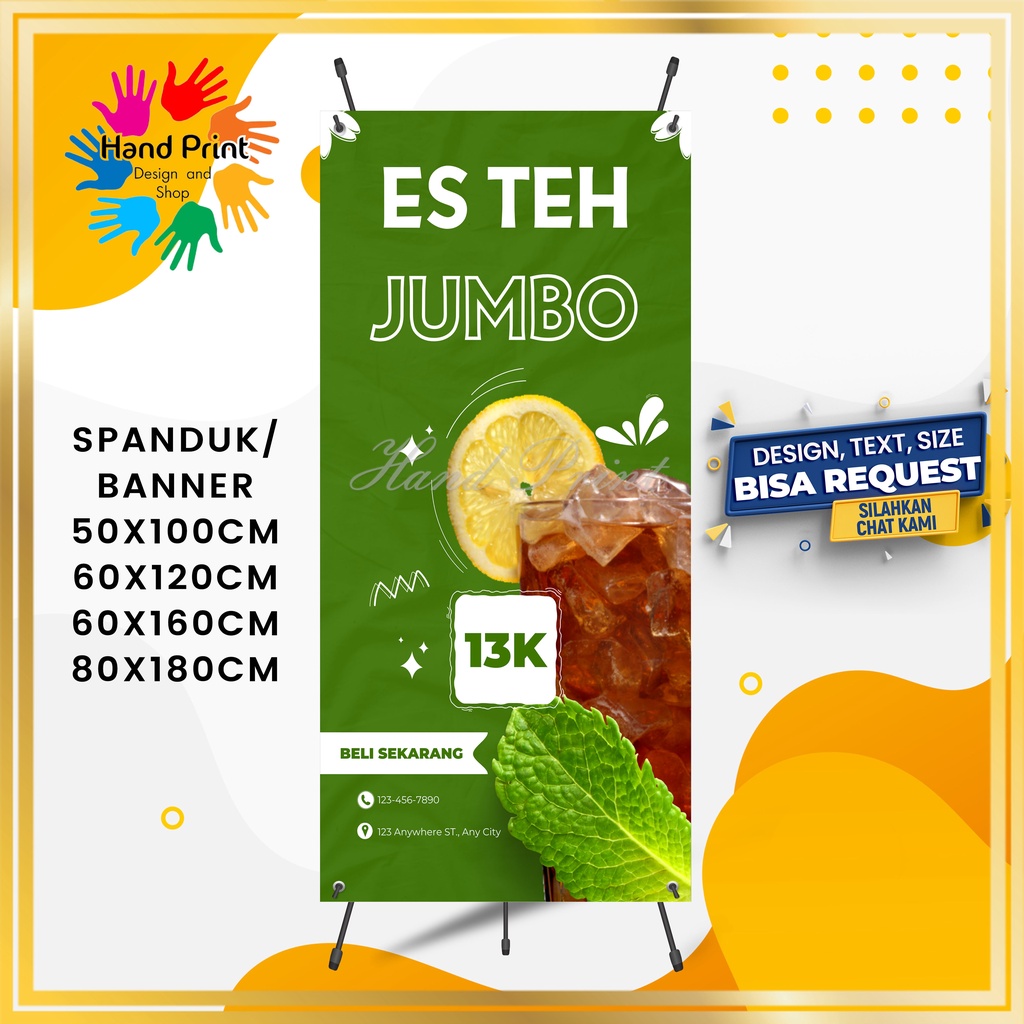 Jual Cetak SPANDUK / BANNER Jualan Es Teh Jumbo Es Teh Manis Lemon Tea ...