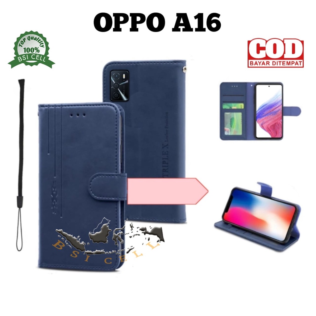 QiongniAN Cover per Oppo A54S,Custodia per Oppo A16,Custodia in Pelle Custodia per Oppo A54S CPH2273 / A16 CPH2269 CPH2275 / A16S CPH2271 Custodia Cover Case Blue