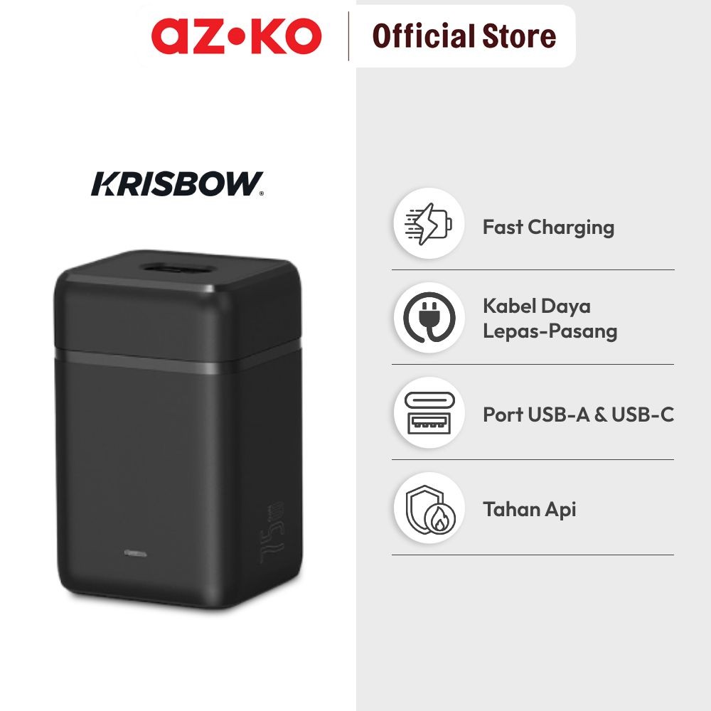 Jual AZKO Krisbow Desktop Charger 3 Usb A & 2 Usb C Gan 75 watt - Hitam ...