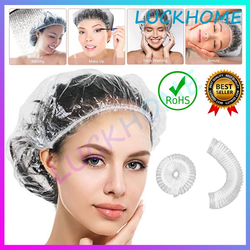 Jual 50PCS Shower Cap Polos Plastik Penutup Kepala Topi Keramas ...