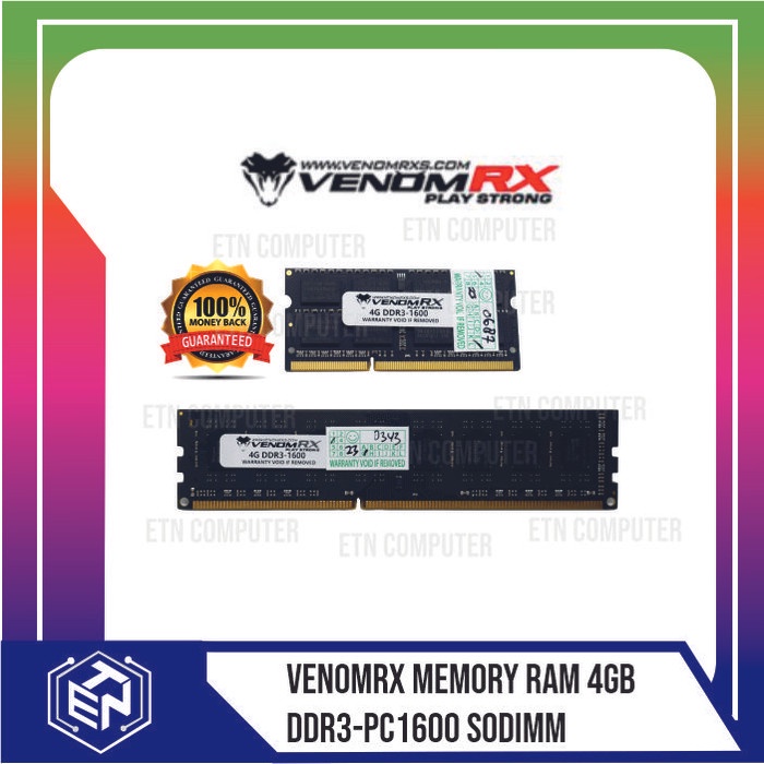 Jual VENOM RX VENOMRX 4GB DDR3 1600Mhz Memory RAM PC Komputer/Notebook ...