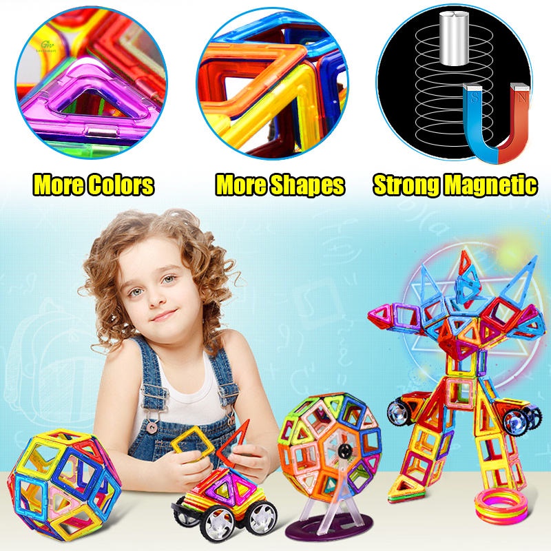 Jual Mainan Magnetic tiles Block Mainan Keping Magnet rak Susun DIY ...