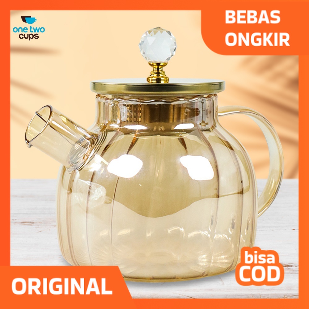 Jual One Two Cups Teko Pitcher Teh Teapot Maker Borosilicate 1l Br 383 Golden Shopee Indonesia 0625