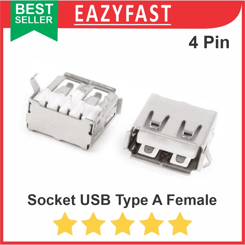 Jual Socket Port Usb Female Betina Connector 4 Pin Jack Tipe A 90 Derajat Shopee Indonesia 8022