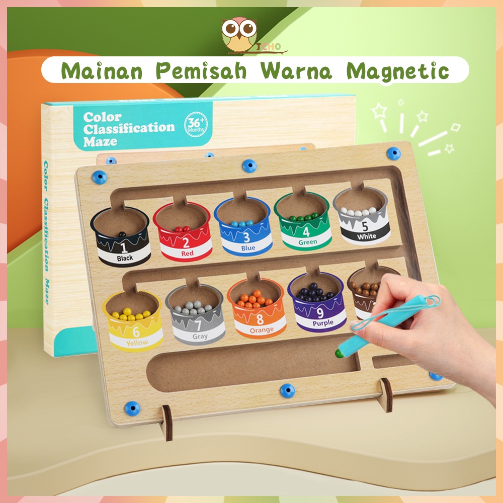 Jual JCHO Mainan Sorting Warna Magnet Kayu Sortir Warna Berhitung ...