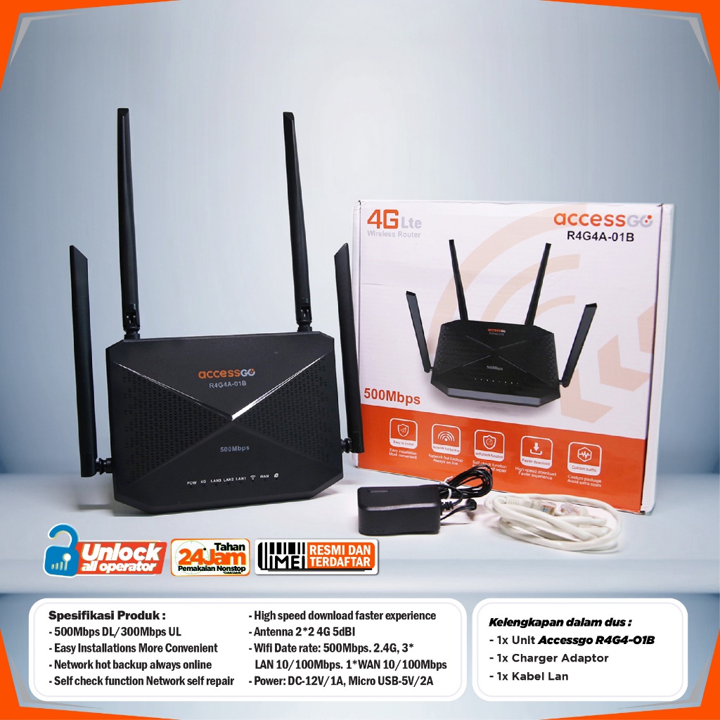 Jual Router 4G Wifi SimCard AccessGo R4G4A4-01B 500MBPS GARANSI ...