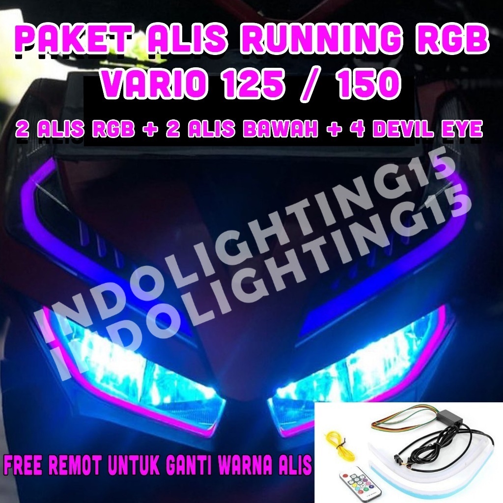Jual PAKETAN LED ALIS RGB VARIO 125 150 LAMPU ALIS RUNNING BONUS DEVIL ...