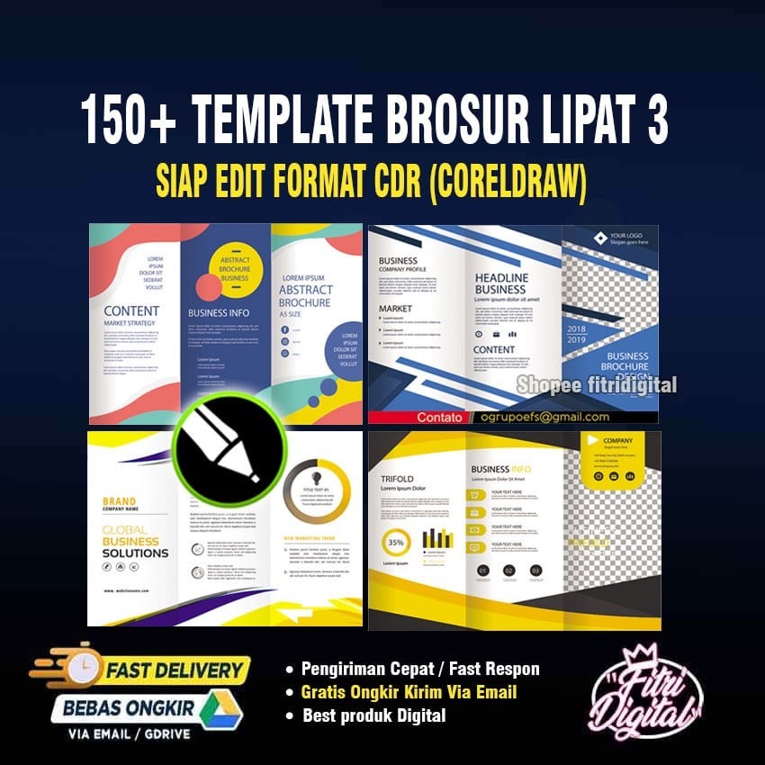 Jual 150+ Template Desain Brosur Lipat 3 Format CDR CorelDraw Murah ...