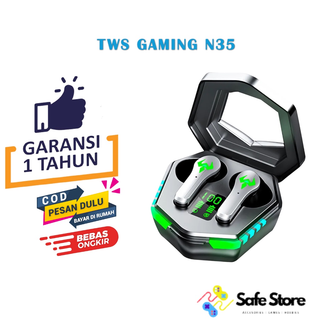 Jual SAFE Headset Bluetooth TWS GAMING N35 Inpods Gaming Headset