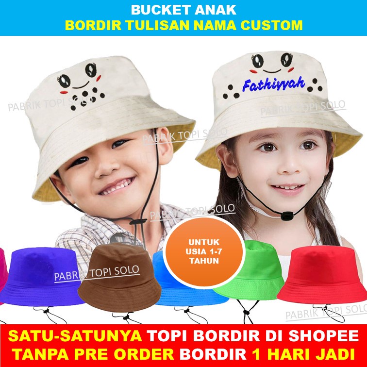 Jual Topi Bucket Anak Tali Bordir Boba dan Custom Bordir Nama Suka-Suka ...