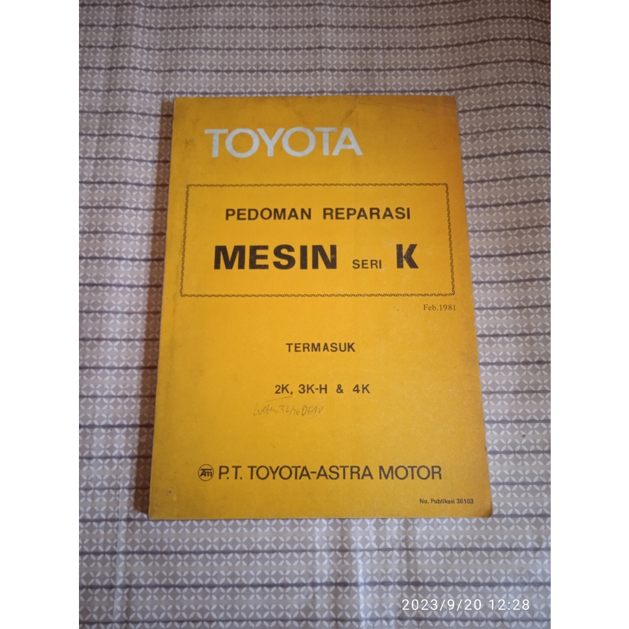 Jual buku original pedoman reparasi mesin seri K TOYOTA COROLLA, KIJANG