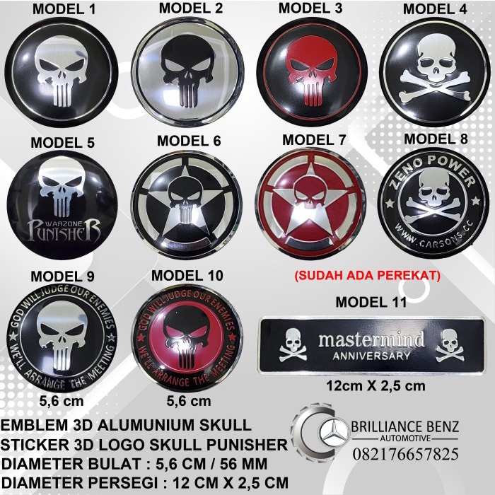 1 X Metal Harley Skull Punisher Star Logo Motor Car Bike Decorative Emblem Badge Decal Sticker Gift Punisher I.90381740