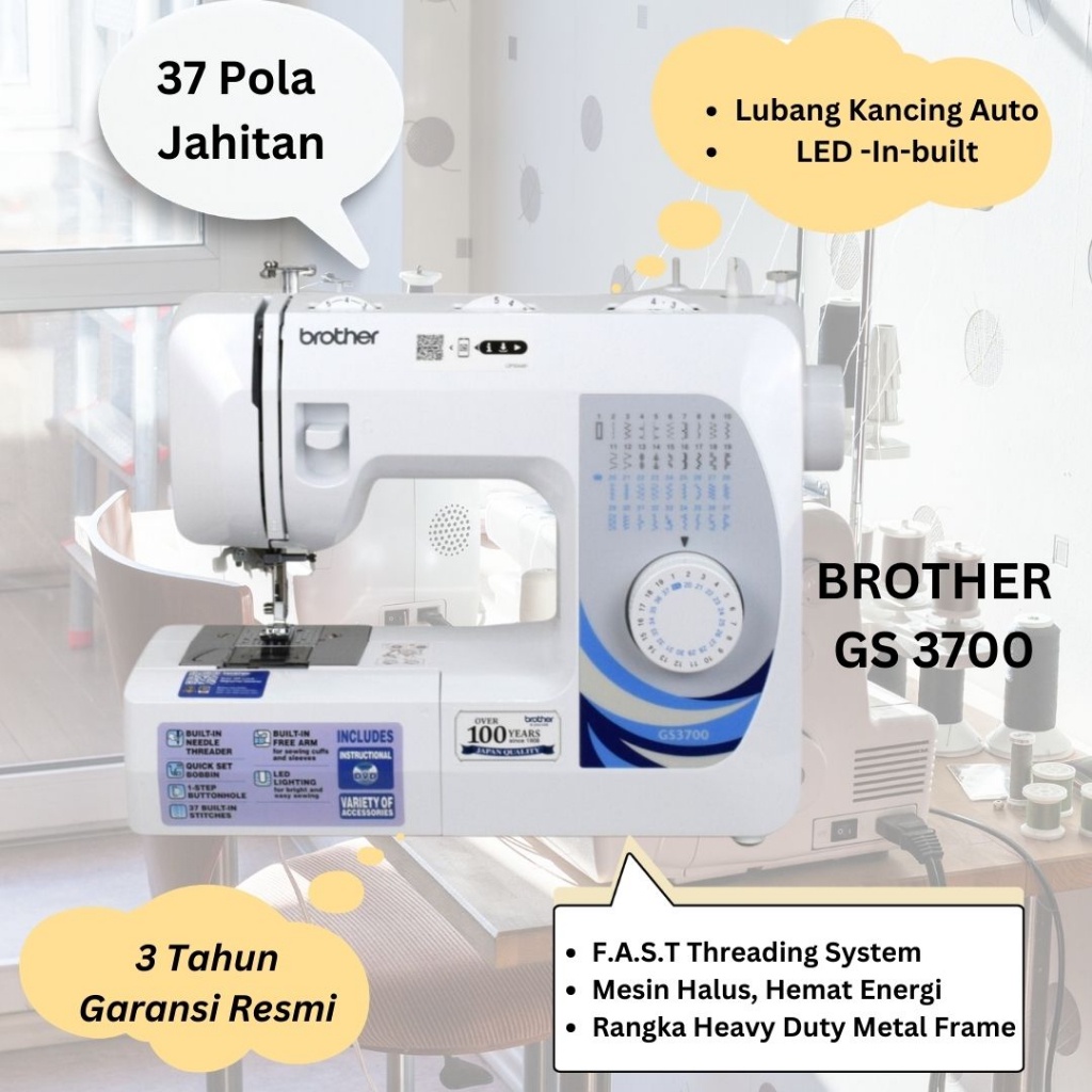 Jual Mesin Jahit Brother GS3700 / GS 3700 Sewing Mate Portable Multifungsi Shopee Indonesia