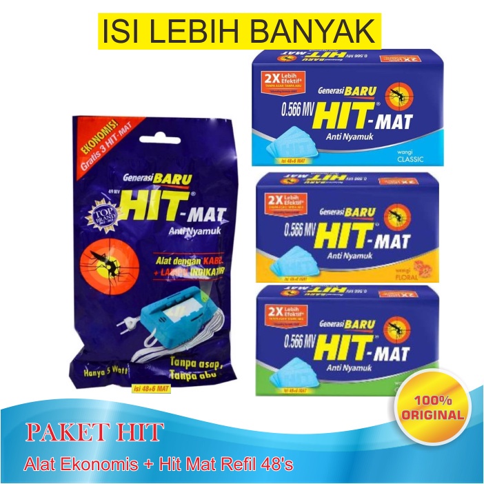 Jual Paket Hit Mat Alat Ekonomis + Hit Mat Reffil 48+6'S - HIT Anti ...