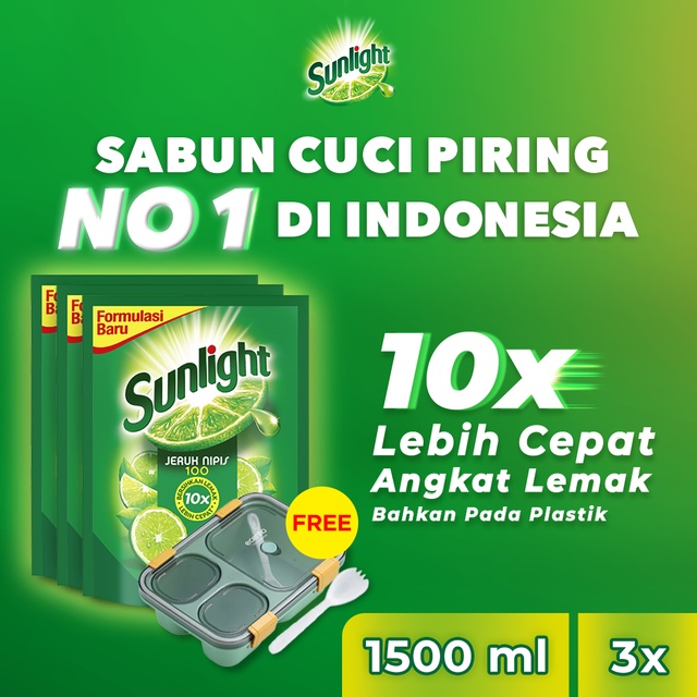 Jual Buy 3 Sunlight Lime 1500mL FREE Lunch Box | Shopee Indonesia