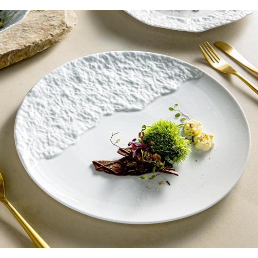 Jual Half Rough White Dining Plate | Shopee Indonesia