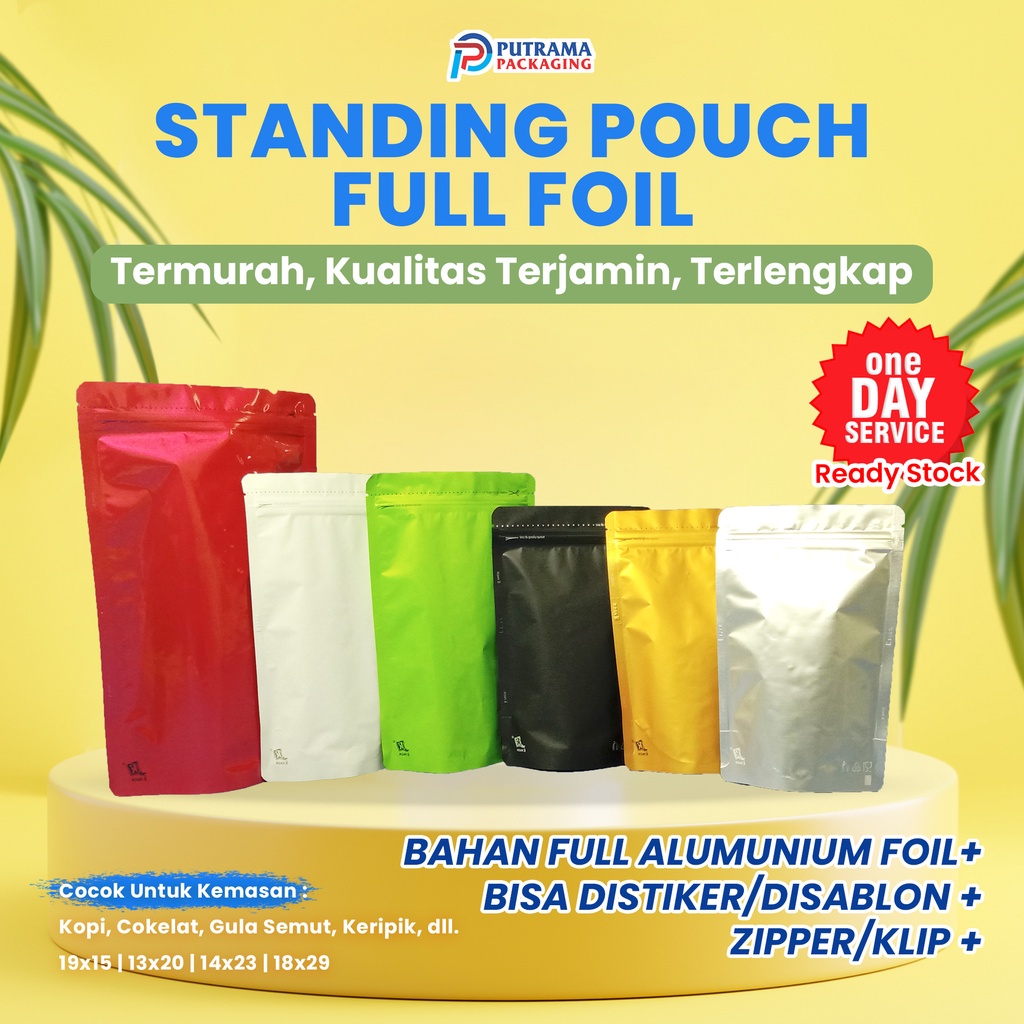 Jual Pack Isi Pcs Standing Pouch Full Alumunium Foil Kpack X Zipper Kemasan Kopi