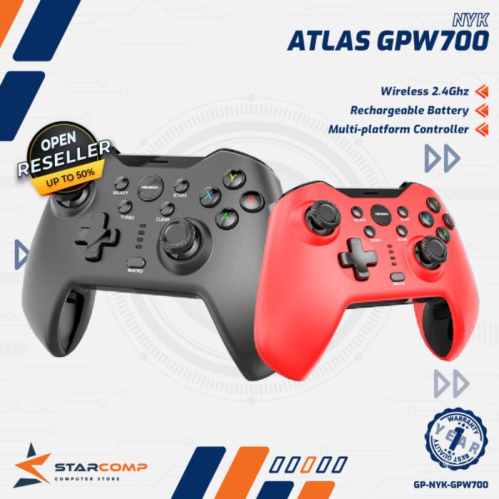 Jual NYK Nemesis GPW700 ATLAS Gamepad Wireless 2.4Ghz Joystick PC ...