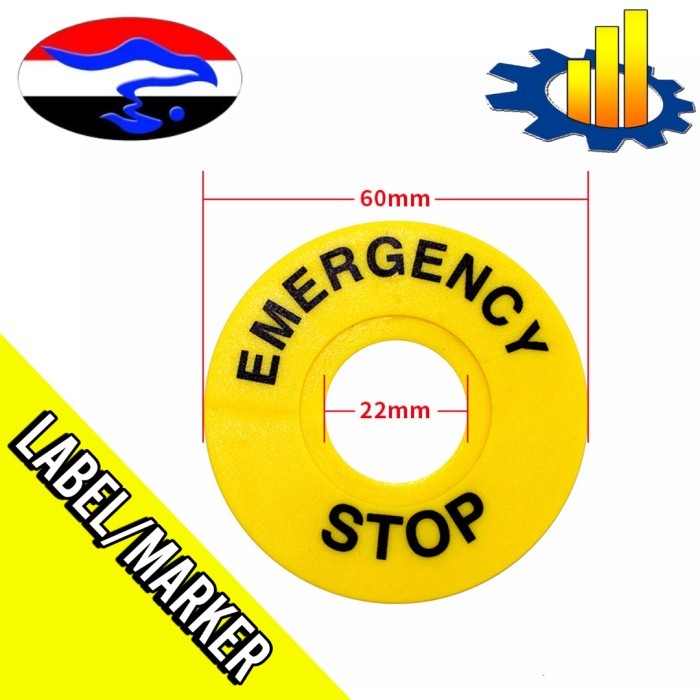 Jual LABEL NAME PLATE EMERGENCY STOP 60MM | Shopee Indonesia