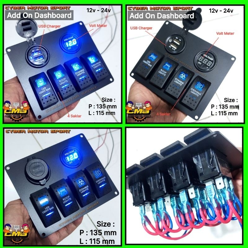 Jual Saklar mobil 12v 24v universal sakelar on off switch panel ...