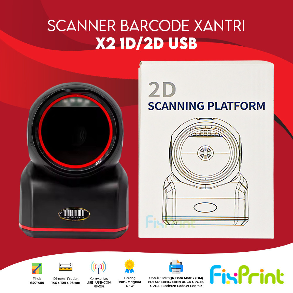 Jual Scanner Barcode Xantri Omni X2 1D 2D Scan Scanner Barcode X2 USB 1 ...