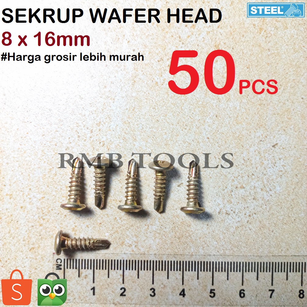 Jual [50PCS] SEKRUP ROOFING WAFER HEAD SDS 8x16 1.6cm / SKRUP RUPING ...