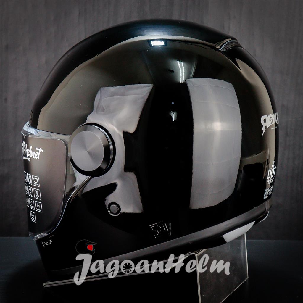 Jual JPX HELM JP ROKR SOLID | SUPER BLACK SILVER | RETRO CLASSIC ...