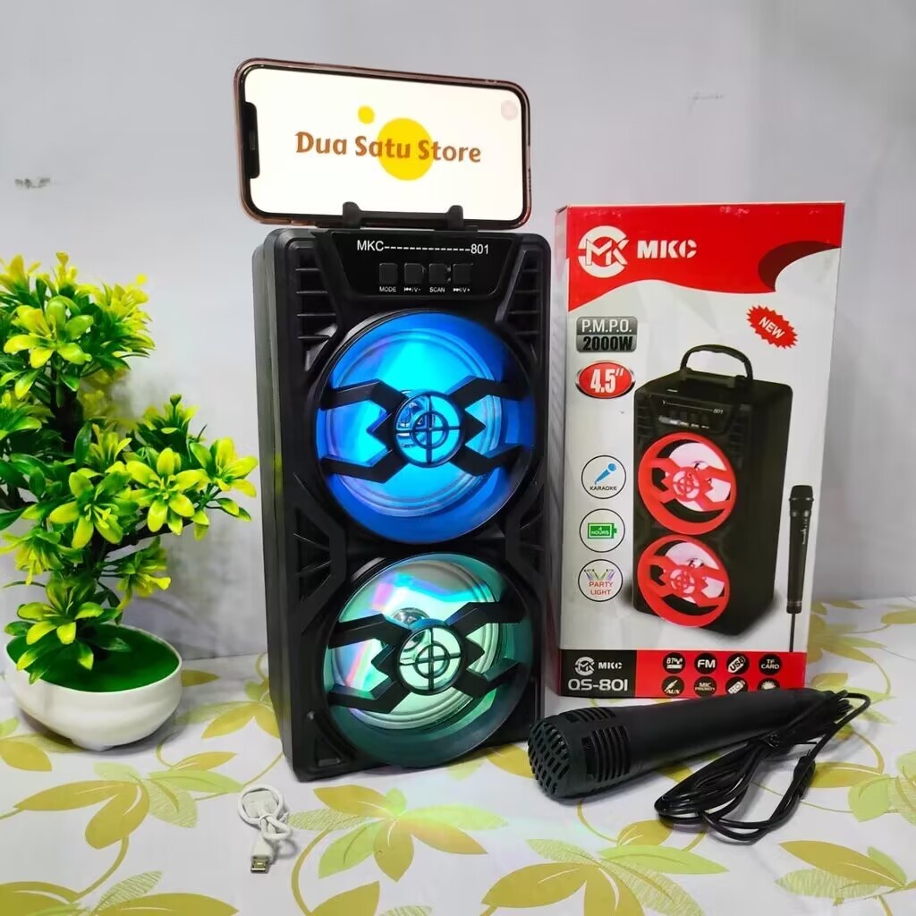 Jual MKC KIMISO Speaker bluetooth portabel BIG BASS QS-801 speaker